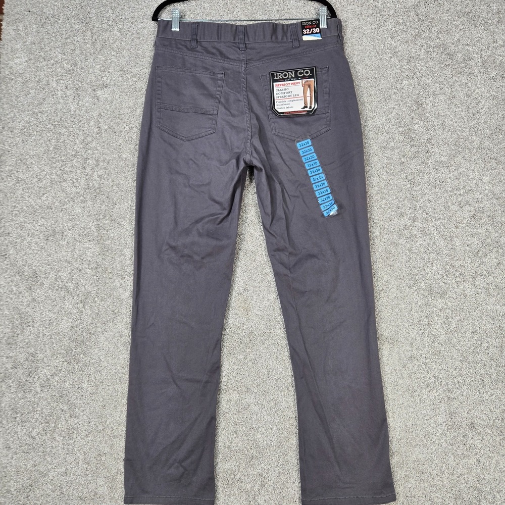 Iron Co. Patriot Pants Men's 32x30 Straight Grey Stretch 5 pocket Classic‎ NEW
